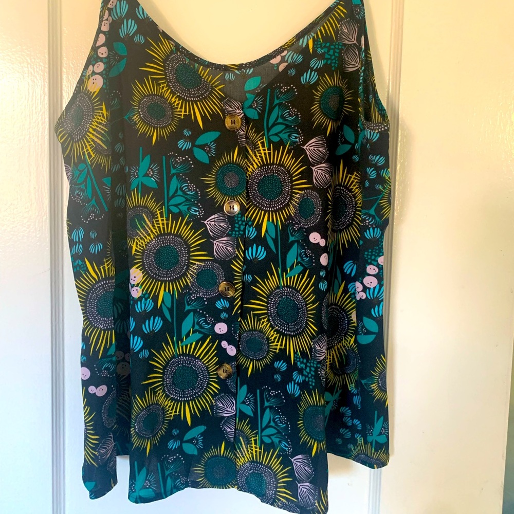 Flouncy button down sunflower cami